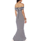 Malory Striped off the Shoulder Gown