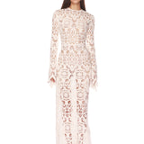 Marley Long Sleeve White Crochet Maxi Dress