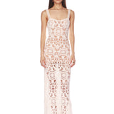 Marley White Crochet Sleeveless Maxi Dress
