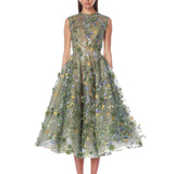 Saba Floral Green Midi Dress - SAMPLE
