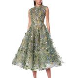 Saba Floral Green Midi Dress - SAMPLE