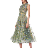 Saba Floral Green Midi Dress - SAMPLE