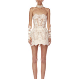 Maraya Blanc Lace Mini Dress