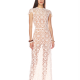 Marley Cap Sleeve White Crochet Maxi Dress