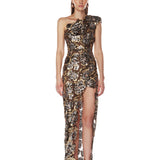 Tokyo Gold Multi One Shoulder Maxi Dress - SAMPLE