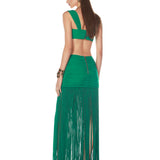 Valeria Green Fringe Maxi Set