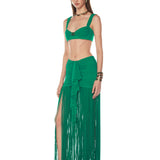 Valeria Green Fringe Maxi Set