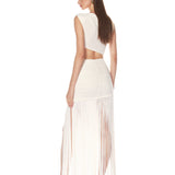Valeria White One Shoulder Fringe Maxi Dress - SAMPLE