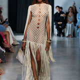 Africa Fringe Beaded Maxi Dress