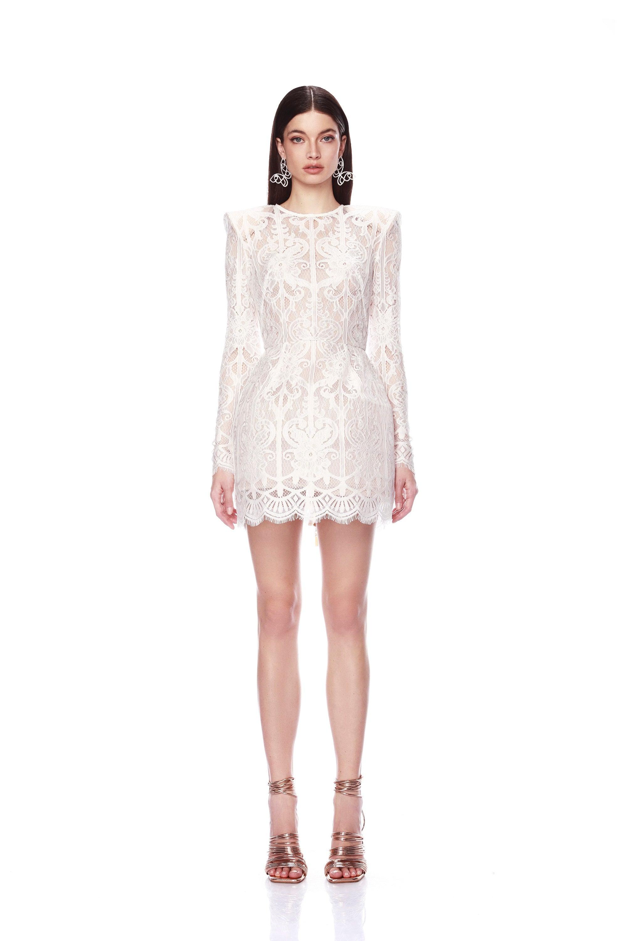 Casey White Lace Mini Dress - BRONX AND BANCO