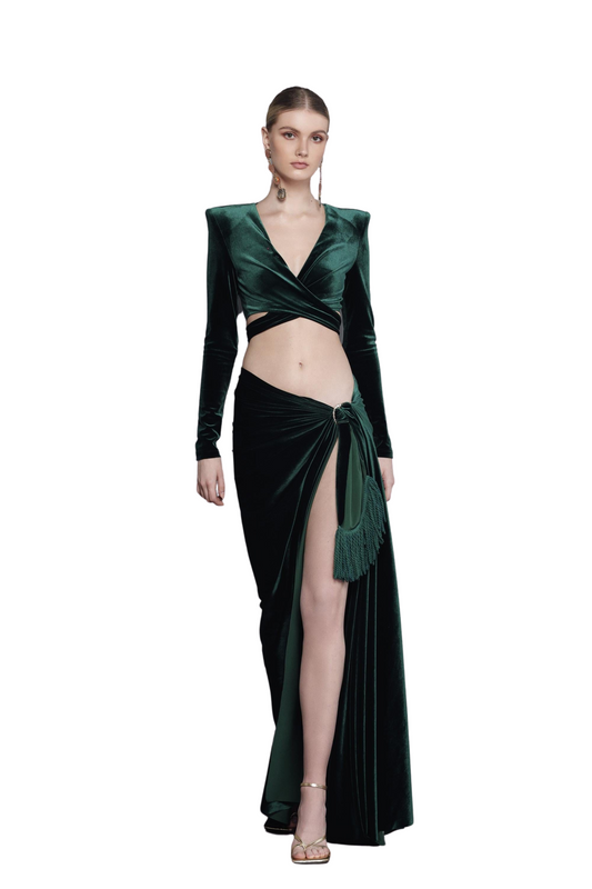 Cleopatra Velvet Emerald Skirt
