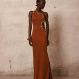 Coralie One Shoulder Cutout Snake Dress