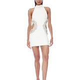 Camila White Rhinestone Cutout Mini Dress