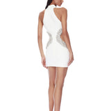 Camila White Rhinestone Cutout Mini Dress