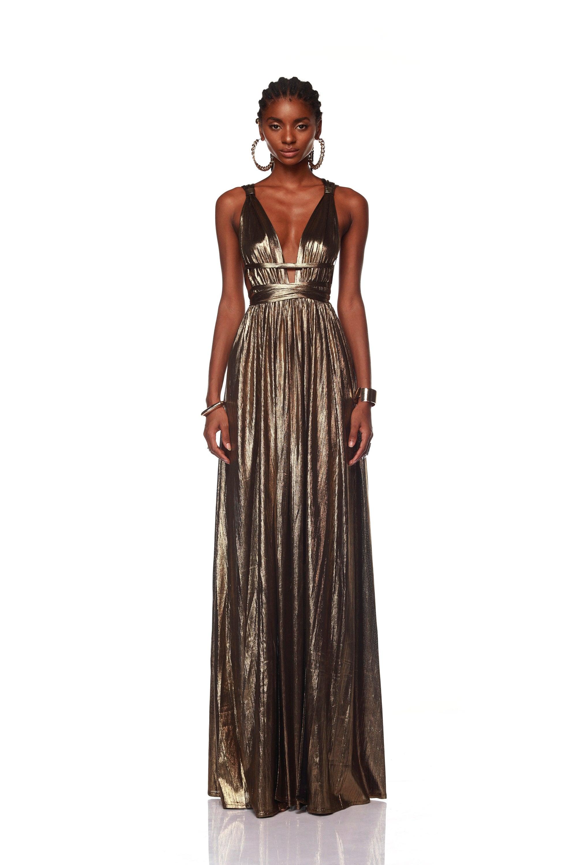 Women's Black Polished & Gold Embroidery Dress - African Clothing Store |  JT Aphrique