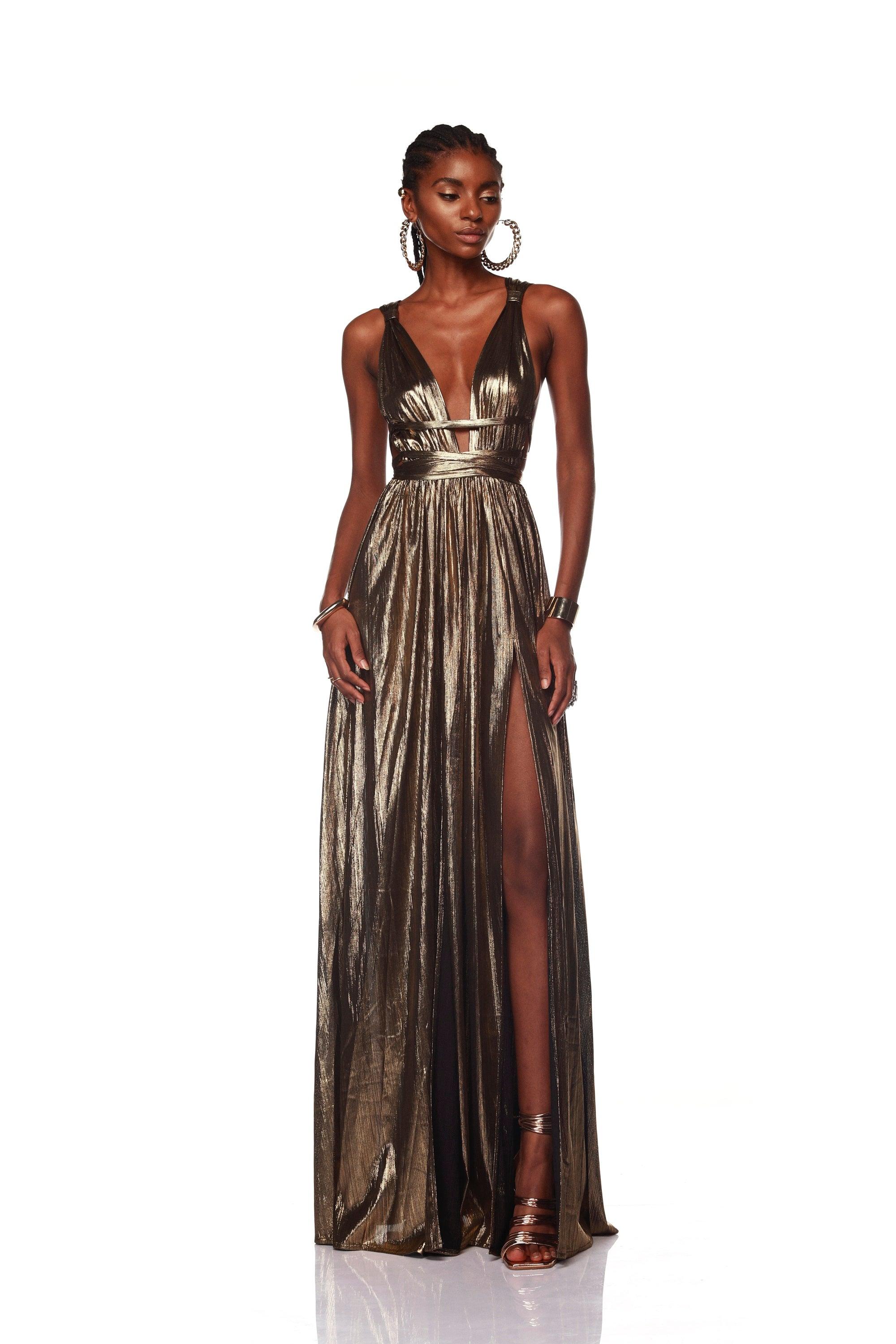 Jovani 3744 Long Sleeve Metallic Dress - MadameBridal.com