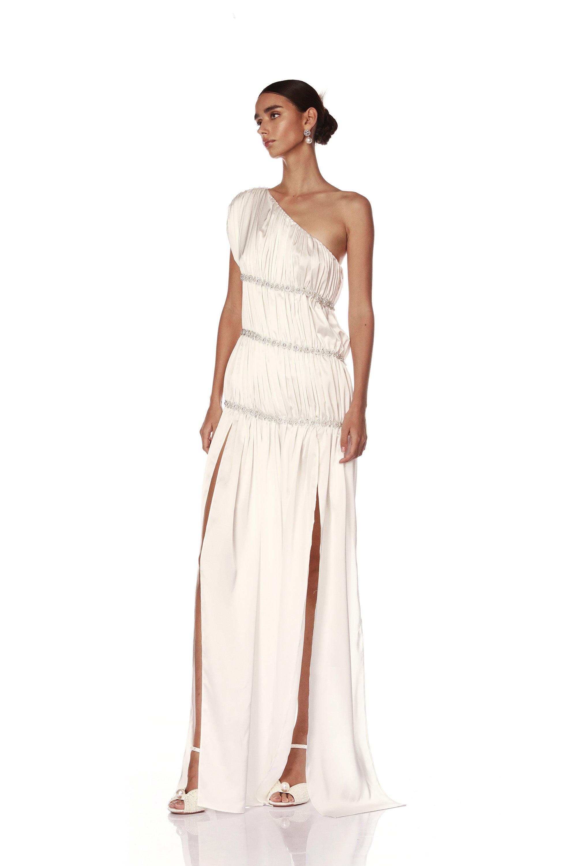 Grecian Blanc One Shoulder Gown - Pre Order - BRONX AND BANCO