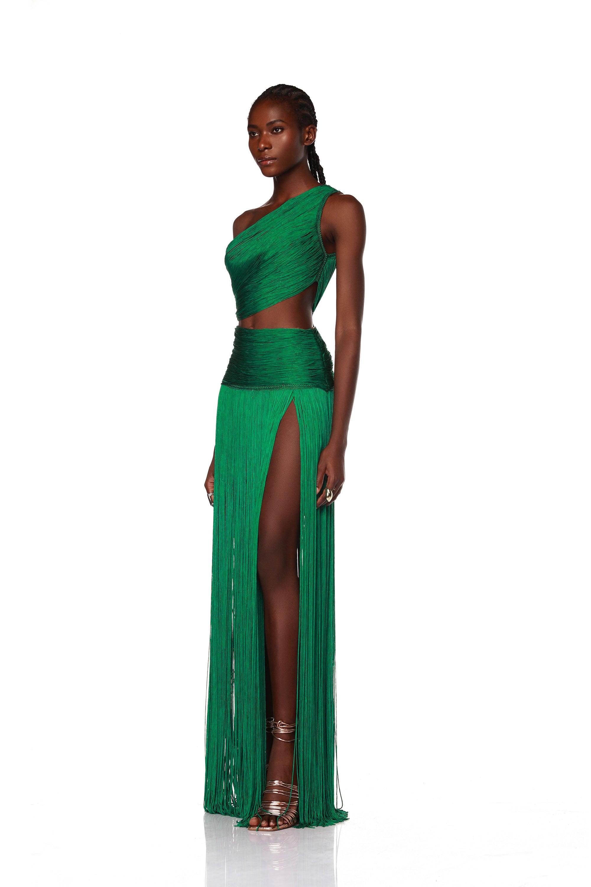 Green shop sleeveless dress