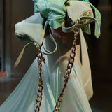 Iman Shoulder Bag in Powder Blue Pebbled Leather