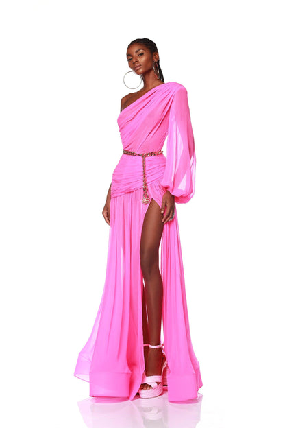 Jafari One Sleeve Pink Gown - Pre Order - BRONX AND BANCO