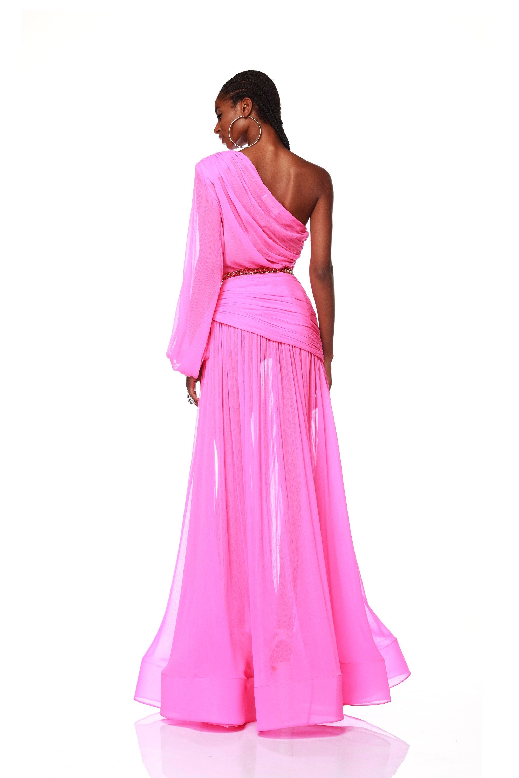 Jafari One Sleeve Pink Gown - Pre Order - BRONX AND BANCO