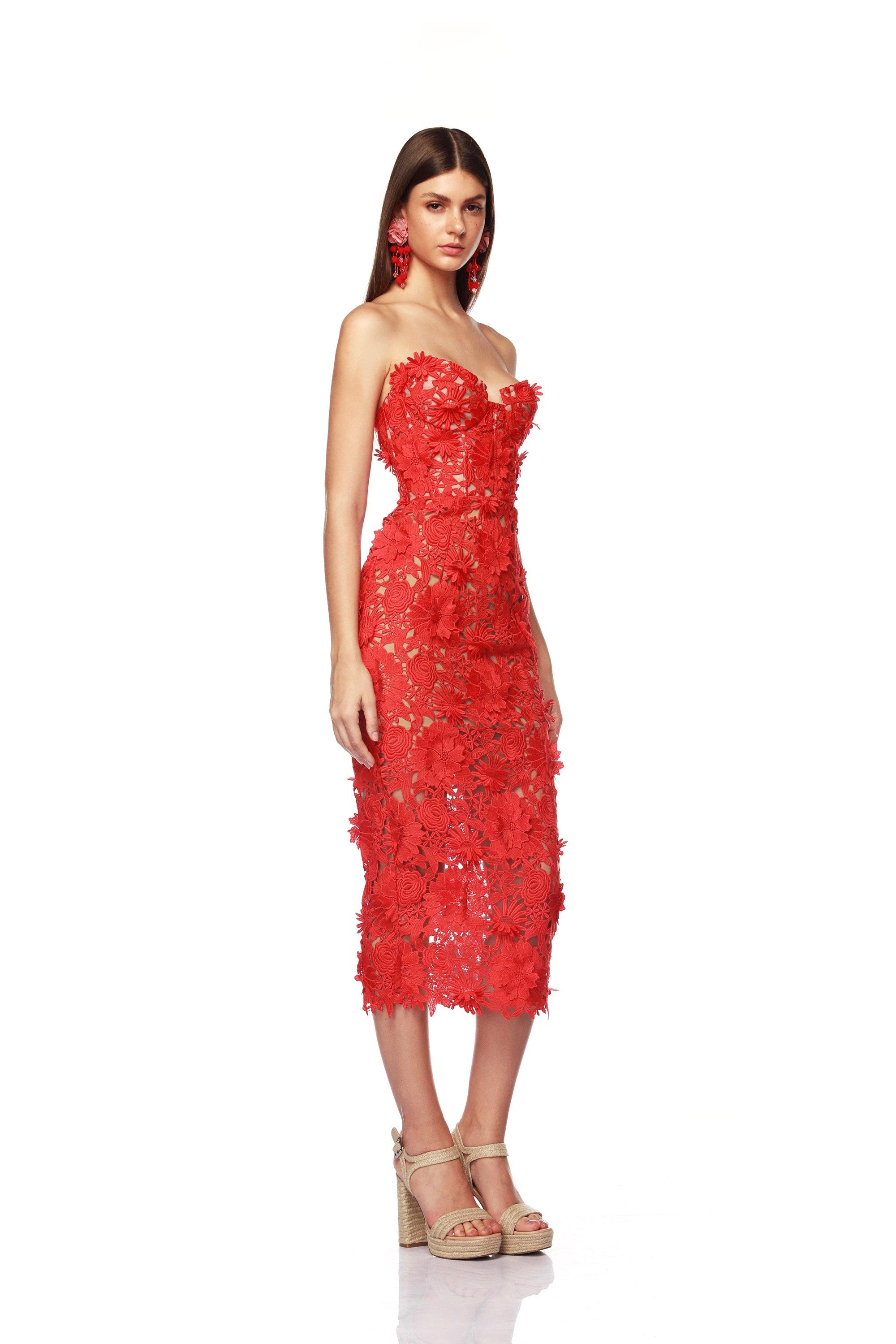 Jasmine Red Midi Dress - Pre Order - BRONX AND BANCO