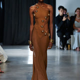 Kaya Sheer Ellusion One Shoulder Metal Gown