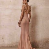Kaya Sheer Illusion Metal Gown