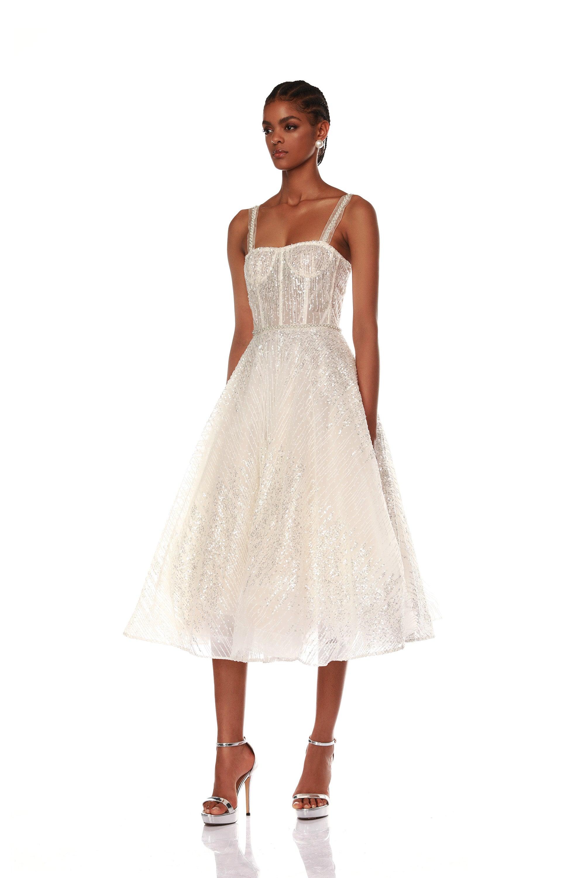 Mademoiselle Bridal Midi Dress - Bronx and Banco - Free Shipping