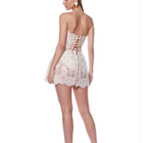 Maraya Blanc Lace Mini Dress