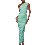 Maya One Shoulder Diamond Midi Dress - Pre Order - BRONX AND BANCO