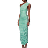 Maya One Shoulder Diamond Midi Dress - Pre Order - BRONX AND BANCO