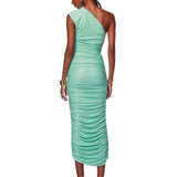 Maya One Shoulder Diamond Midi Dress - Pre Order - BRONX AND BANCO