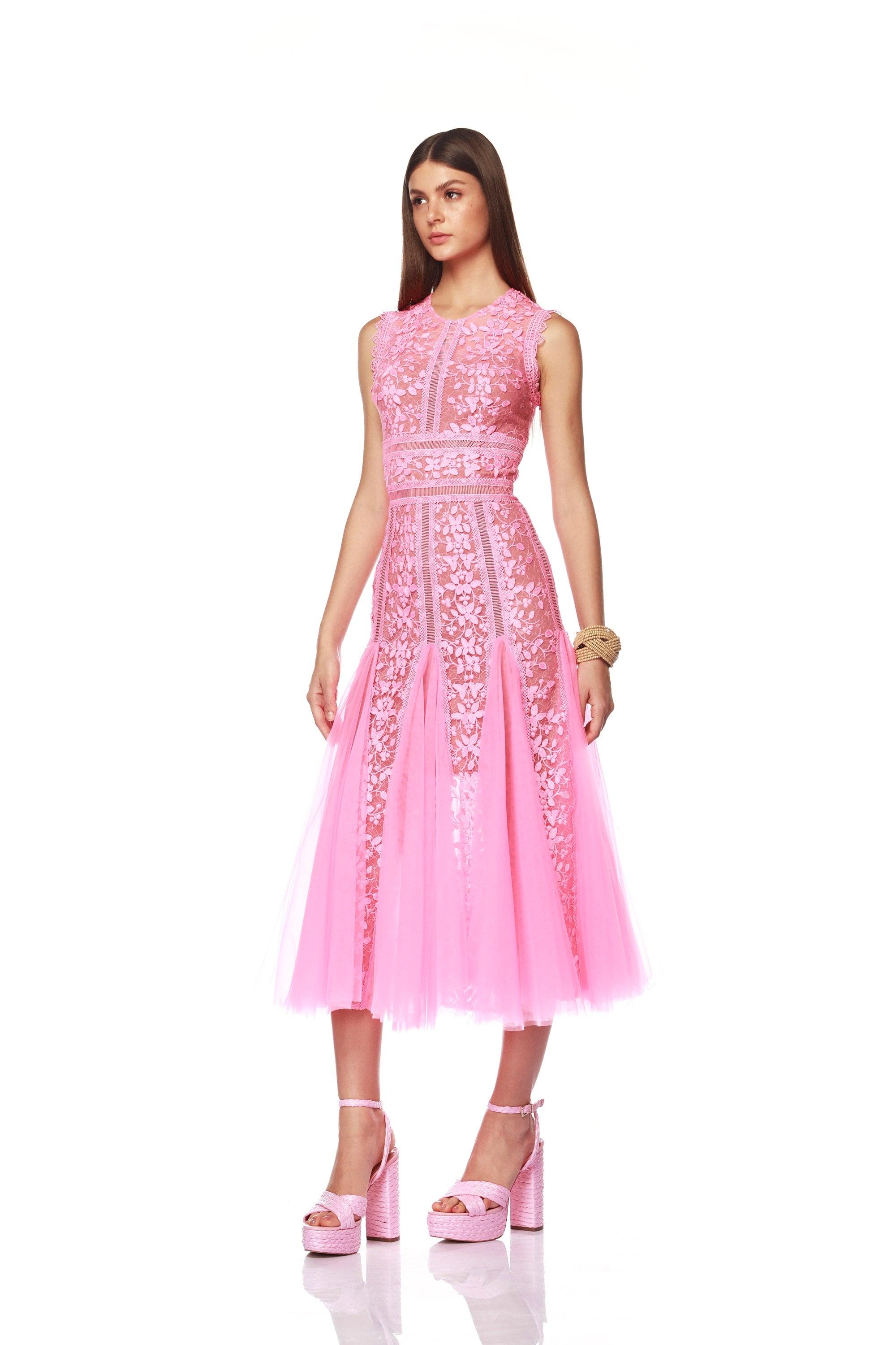 Megan Baby Pink Midi Dress - Pre Order - BRONX AND BANCO