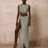 Morocco Sleeveless Cutout Diamond Gown