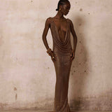 Morocco Sleeveless Low Back Diamond Gown