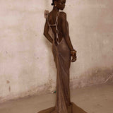 Morocco Sleeveless Low Back Diamond Gown