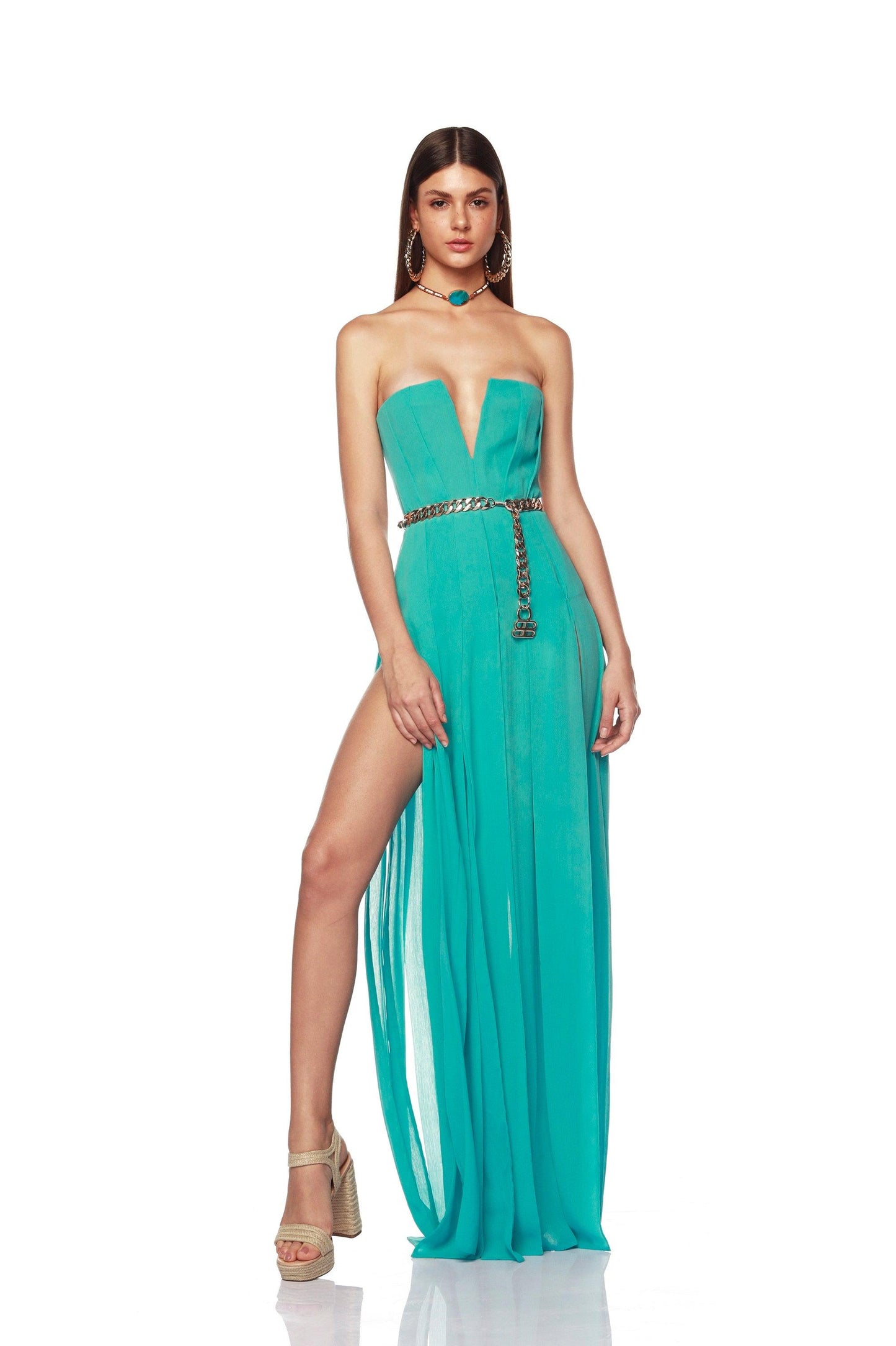 Nia Strapless Turquoise Gown - Pre Order - BRONX AND BANCO