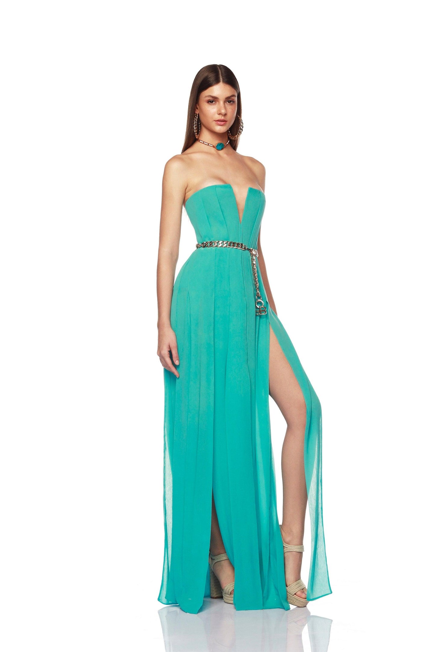 Nia Strapless Turquoise Gown - Pre Order - BRONX AND BANCO