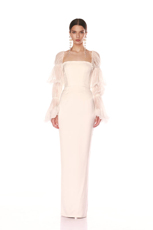 Florentina Blanc Long Sleeve Gown