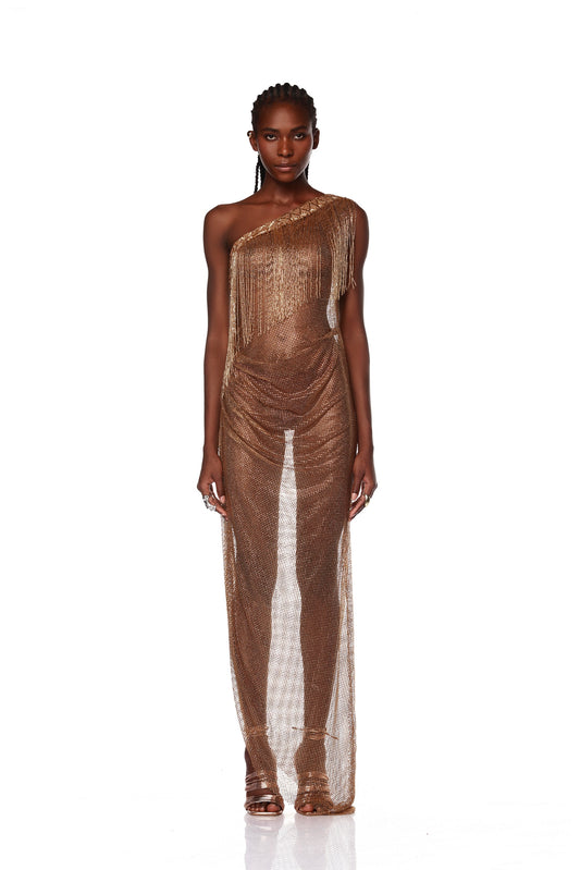 Ashanti One Shoulder Gold Gown - Pre Order