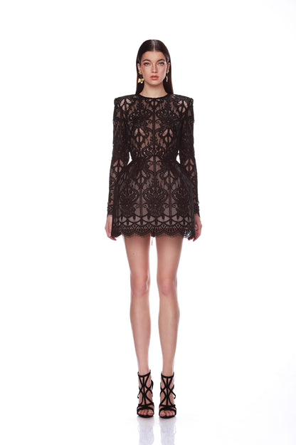 Casey Noir Lace Mini Dress