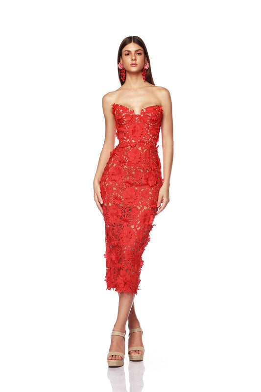 Jasmine Red Midi Dress - Pre Order