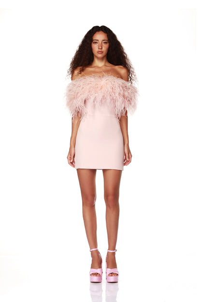 Lola Blush Mini Feather Dress - Pre Order