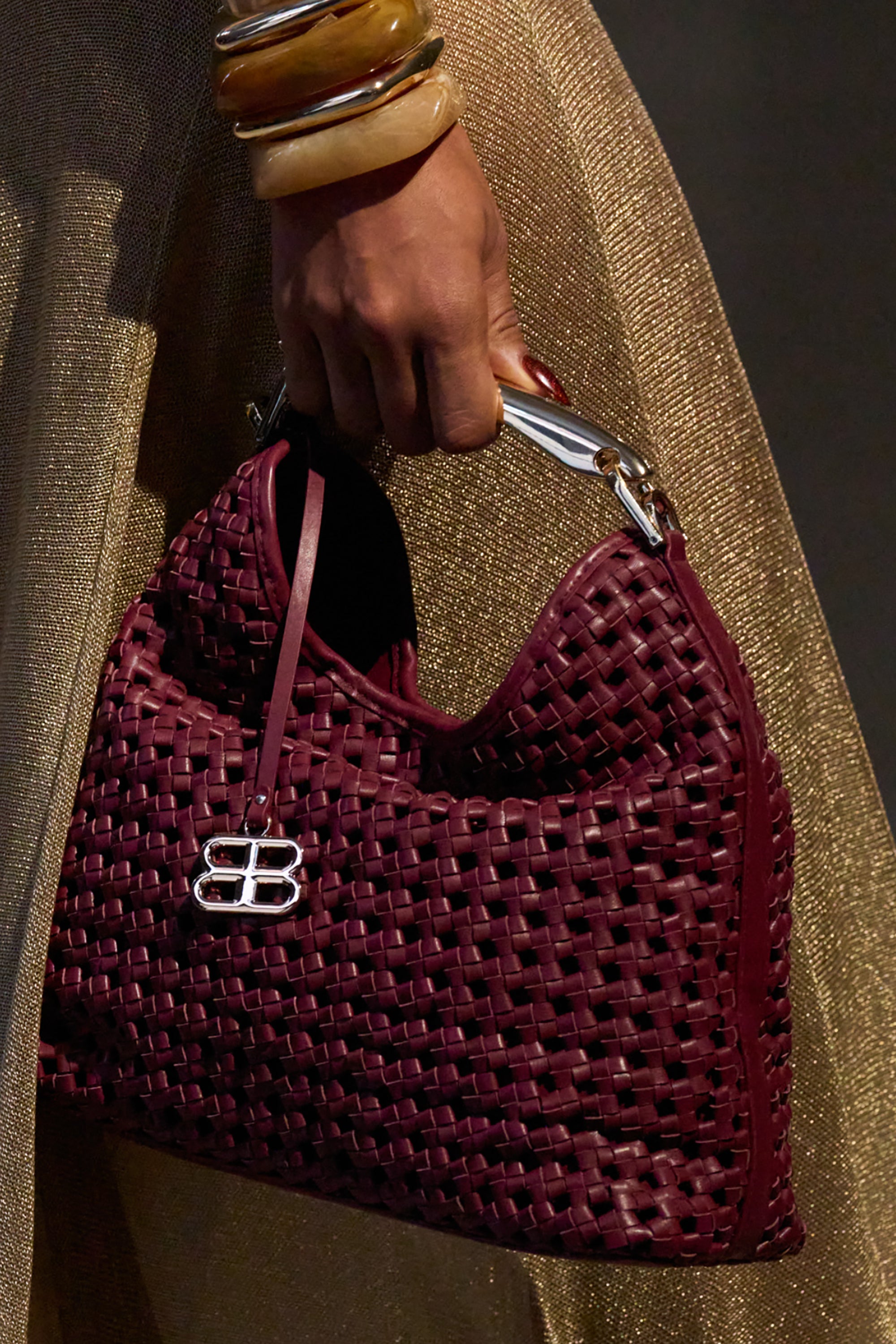 Sofia Woven Leather Midi Bag