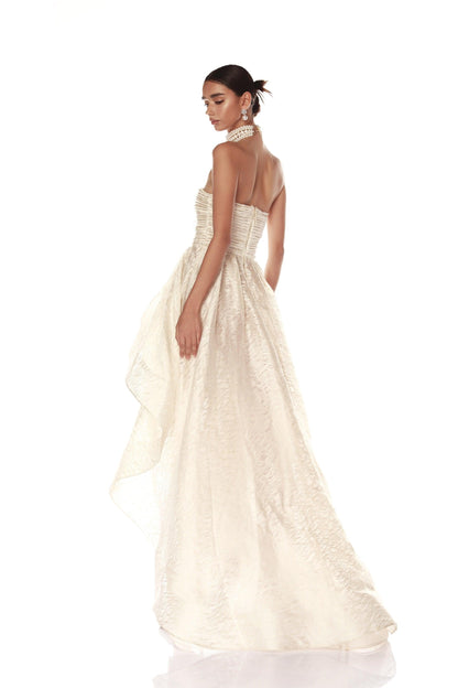 Tiara Beige High Low Gown - Pre Order - BRONX AND BANCO