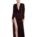 Velvet V-neck Burgundy Maxi Dress - BRONX AND BANCO