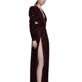 Velvet V-neck Burgundy Maxi Dress - BRONX AND BANCO