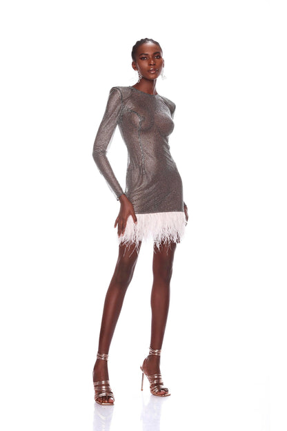 Webb Feather Mini Dress - Pre Order